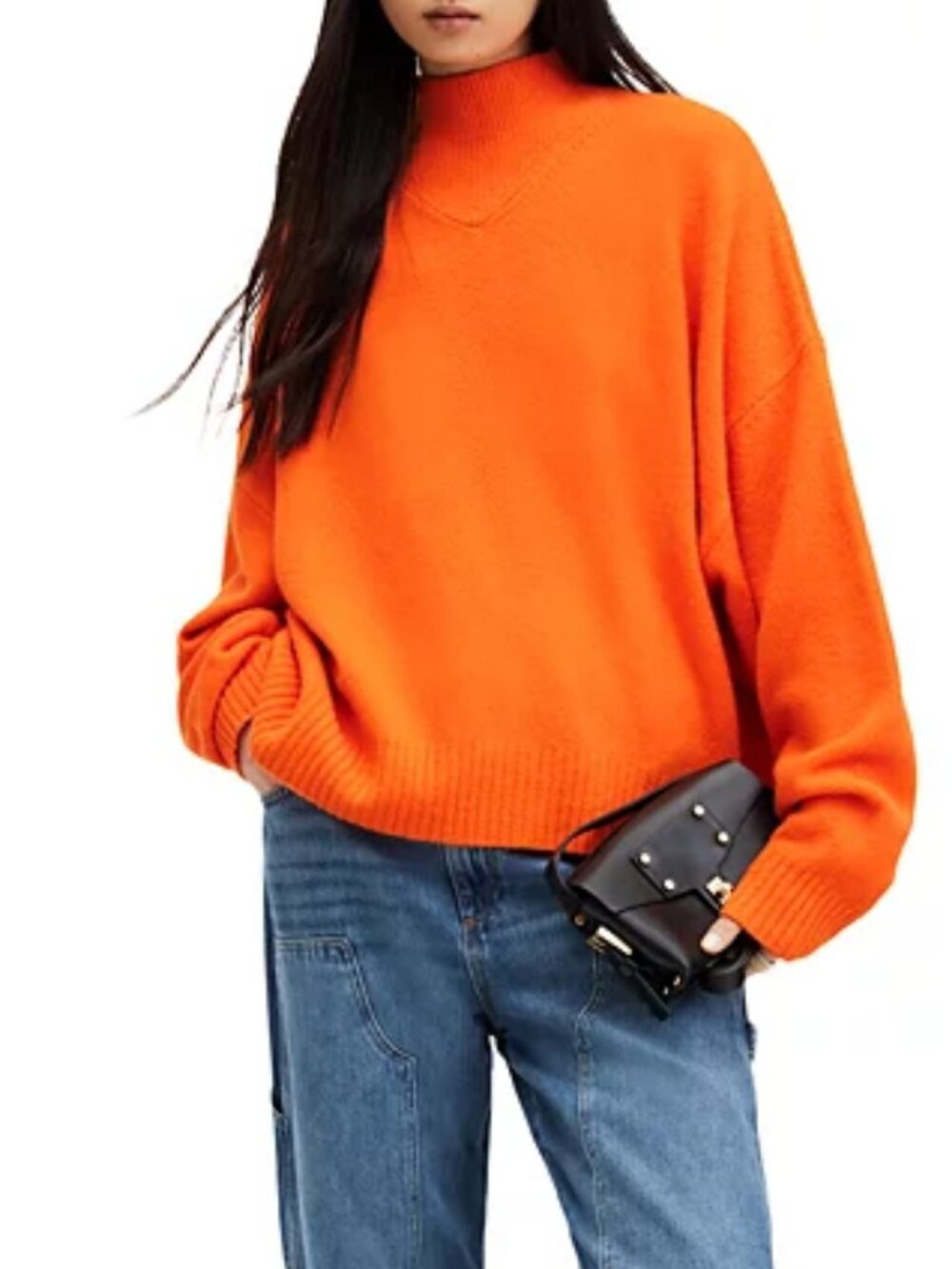All Saints Orange Asha wool blend Turtleneck Sweater small